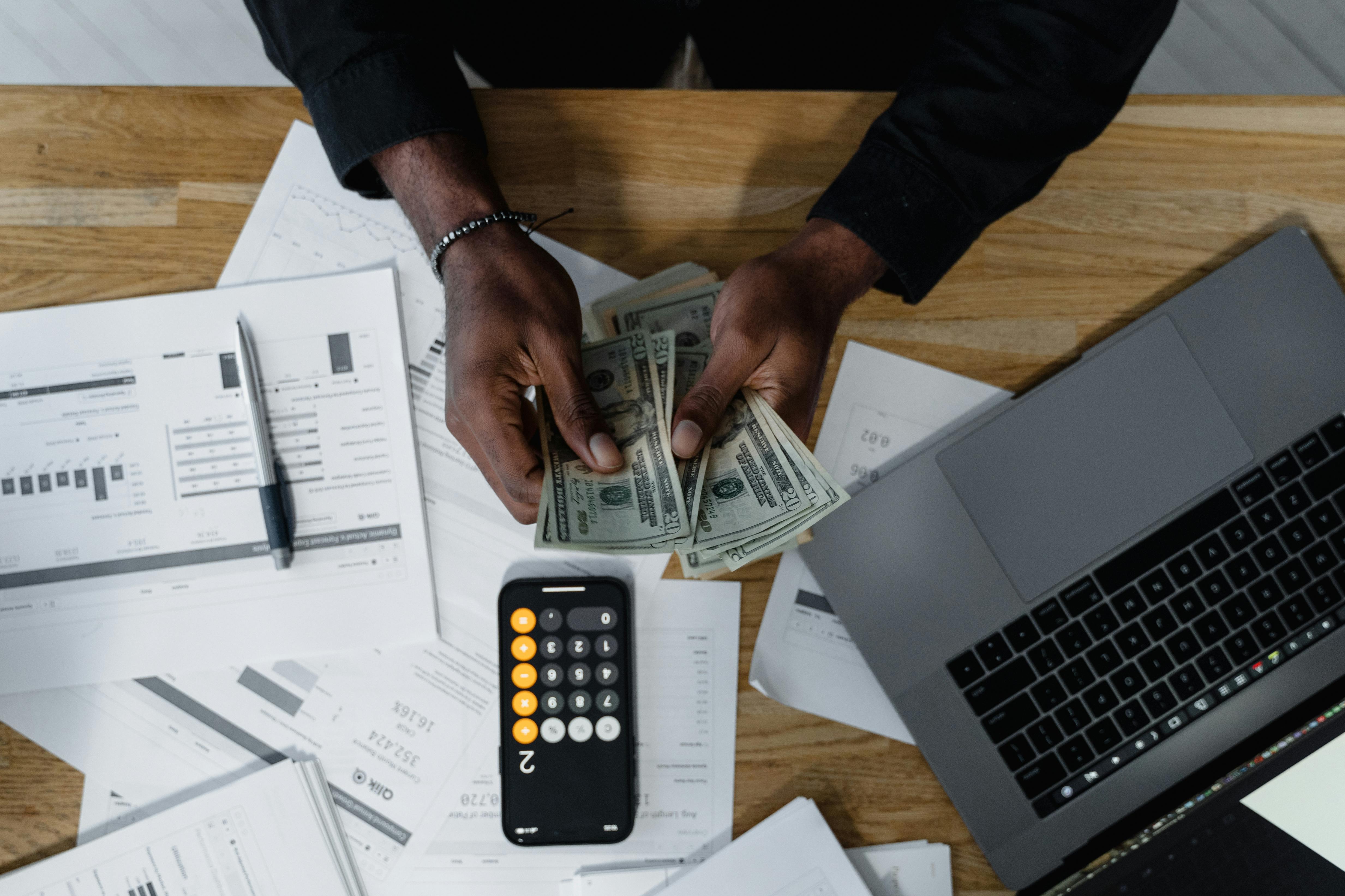 Person analyzing a budget